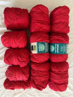 Bernat Handicrafter DeLux Cotton Yarn Bundle, Poppy Red